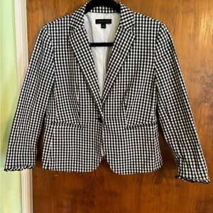 Ann Taylor Black and White Gingham Blazer
